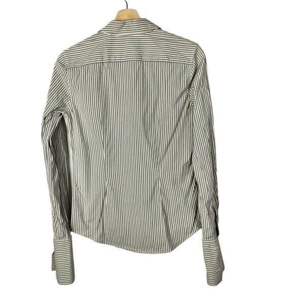 Theory Gray & White Stripe Long Sleeve Office Button Down M - Picture 2 of 3